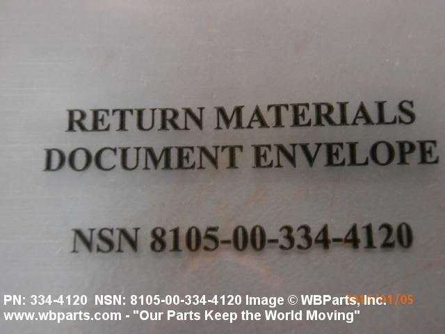QUANTITY OF 100 RETURN MATERIALS DOCUMENT ENVELOP NSN 8105-00-334-4120