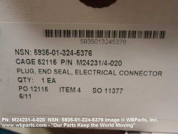 5935013245376 ELECTRICAL CONNECTOR END SEAL PLUG WBParts